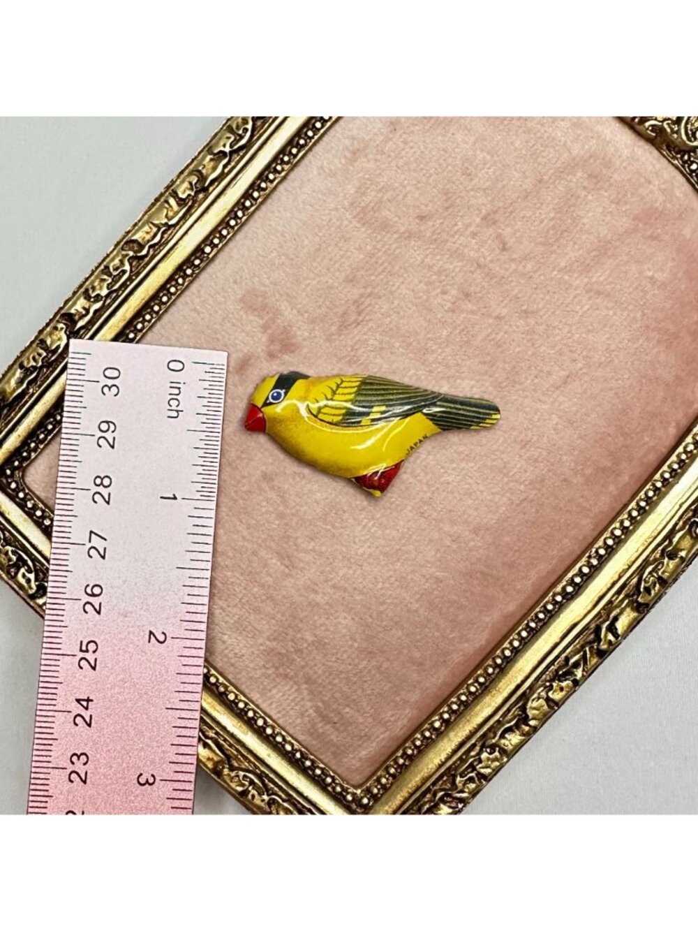 Vintage Yellow Tin Bird Brooch Made In Japan 1950s Retro Collectable - Picture 7 of 8